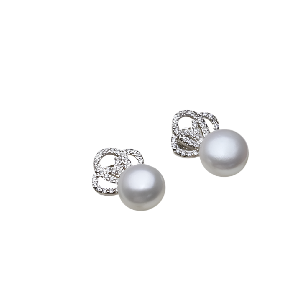 Real Natural White Freshwater Pearl Stud Earrings Real 925 Silver
