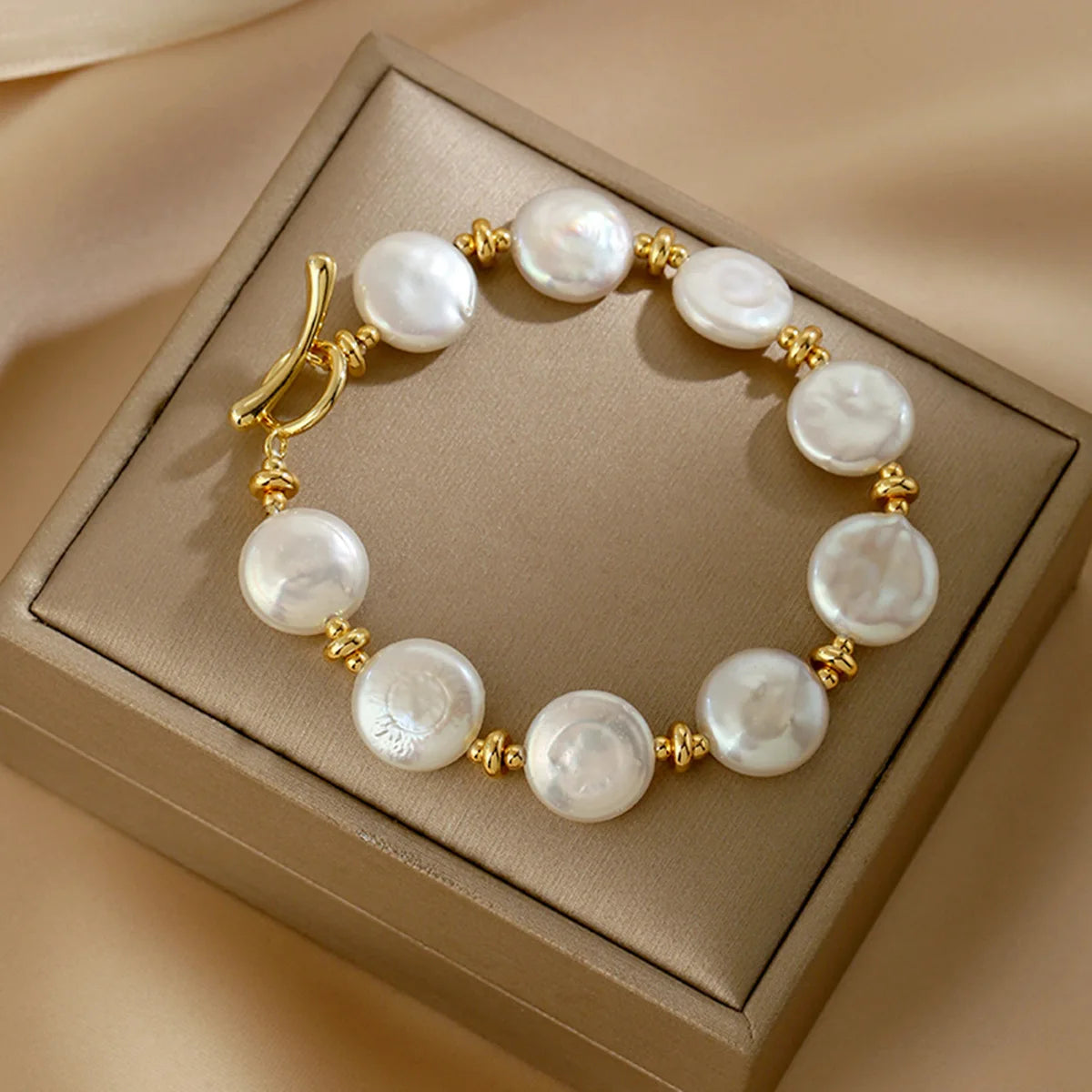 Super High Quality Natural Baroque Button Freshwater Pearl 14K Gold Filled Female Beads Chain Bracelet Jewelry For Women Gifts