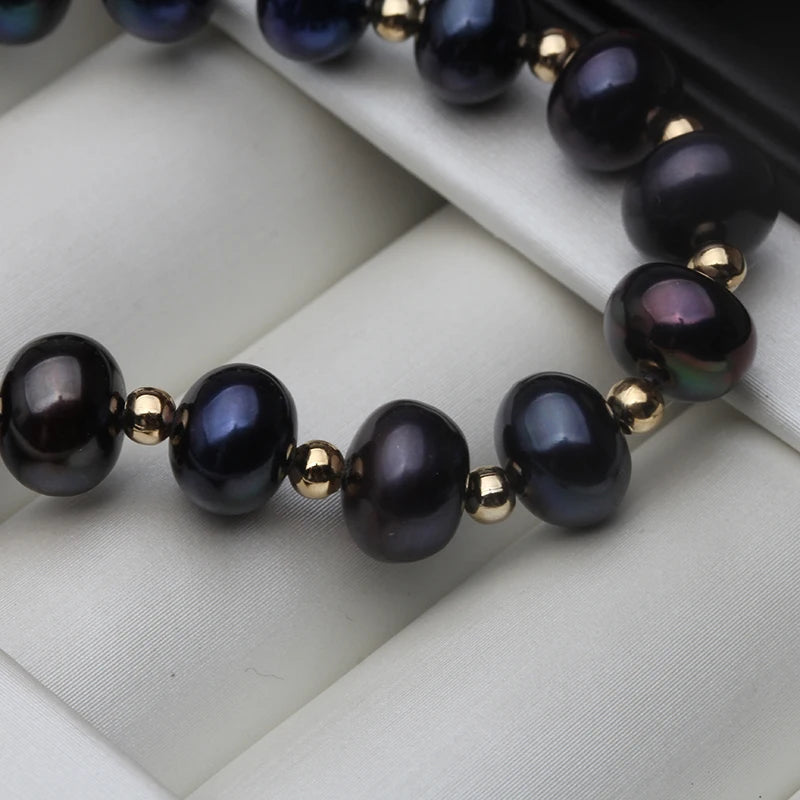 Real Natural Freshwater Black Pearl Bracelets Ladies Woman,Vintage Bridal Pearl Strand Bracelet