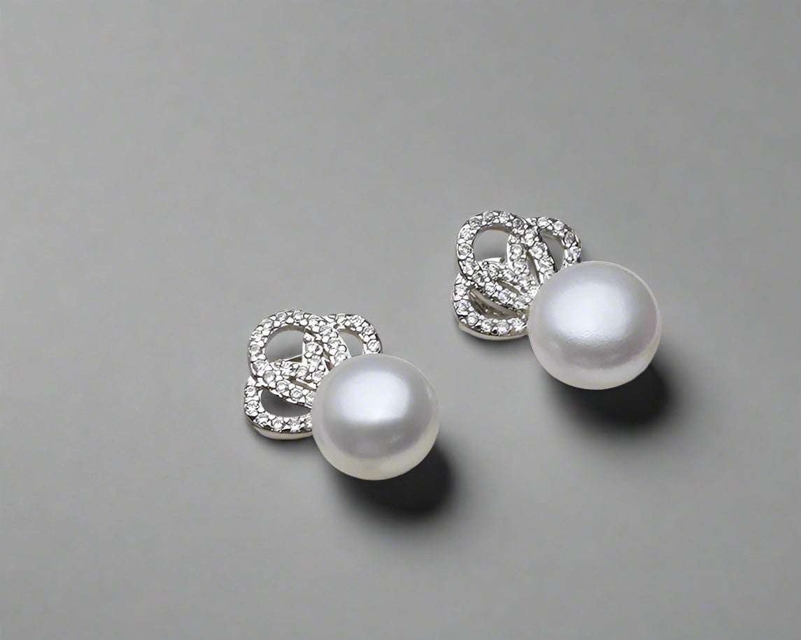 Real Natural White Freshwater Pearl Stud Earrings Real 925 Silver