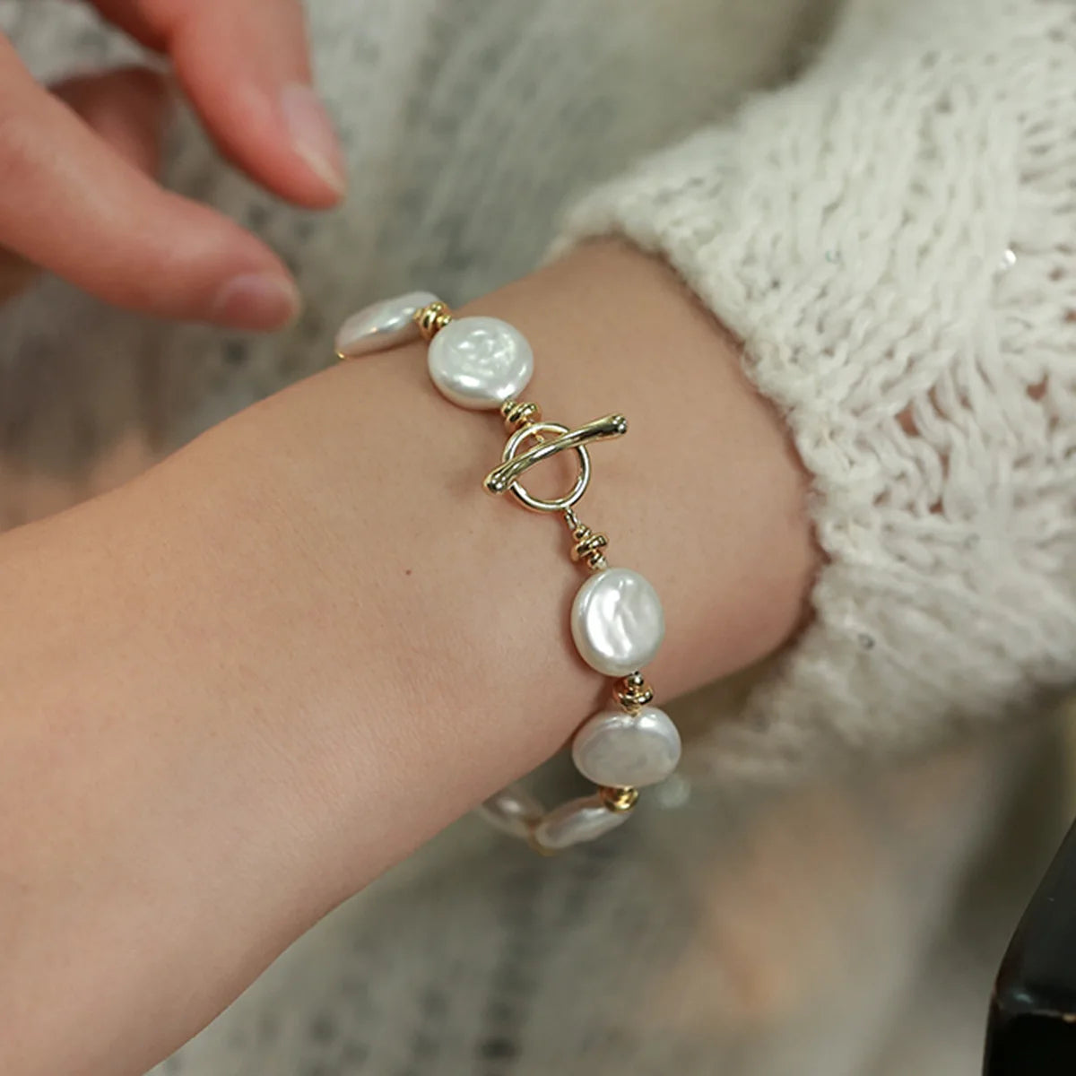 Super High Quality Natural Baroque Button Freshwater Pearl 14K Gold Filled Female Beads Chain Bracelet Jewelry For Women Gifts