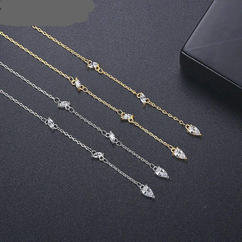 Thin Gold Color Tassel Ear Lines Small Clear Cubic Zircons Long Pendant Earrings for Girl Punk Party Jewelry