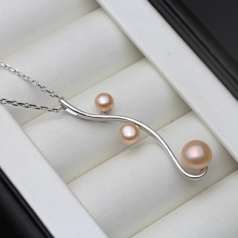 Multi Color Natural Freshwater 925 Silver Pearl Pendant F,Real Pearl Pendant Necklace