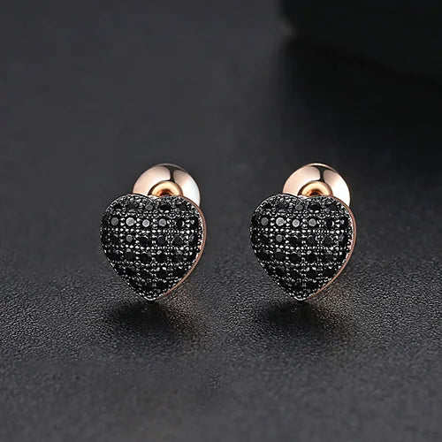 Elegant Small Hip Hop Round Stud Earrings Korean Style AAA Black/White Cubic Zircon Fashion Jewelry for Men/women