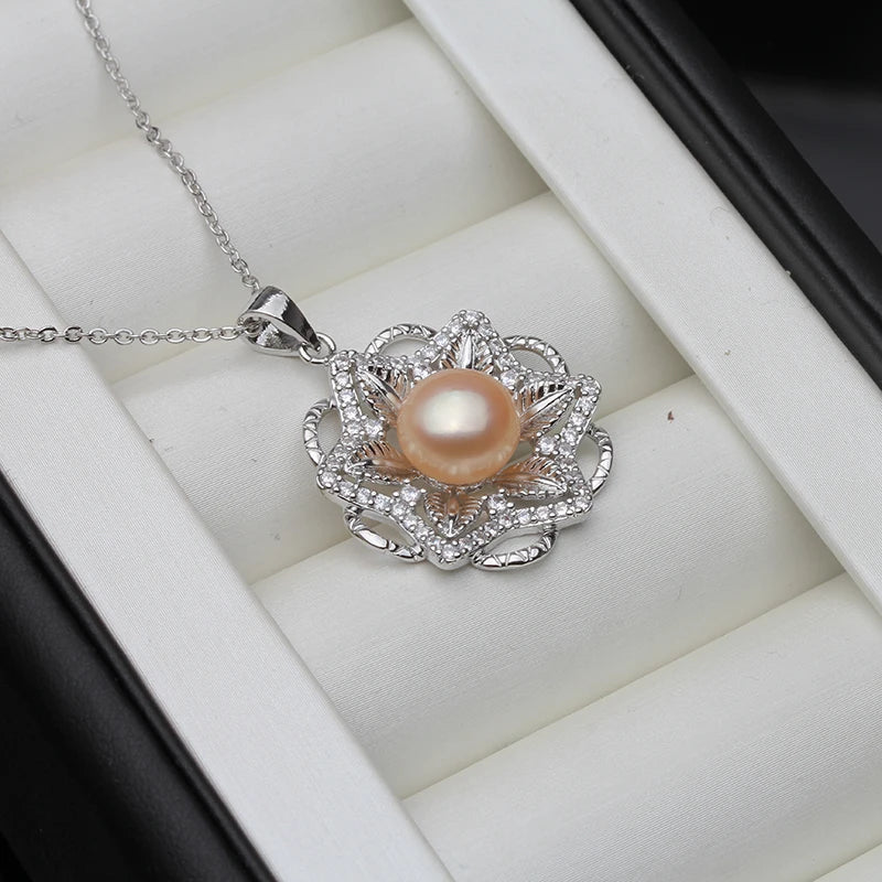 Natural Pendant with Pearl Fresh water Flat Pearl Pendant Silver