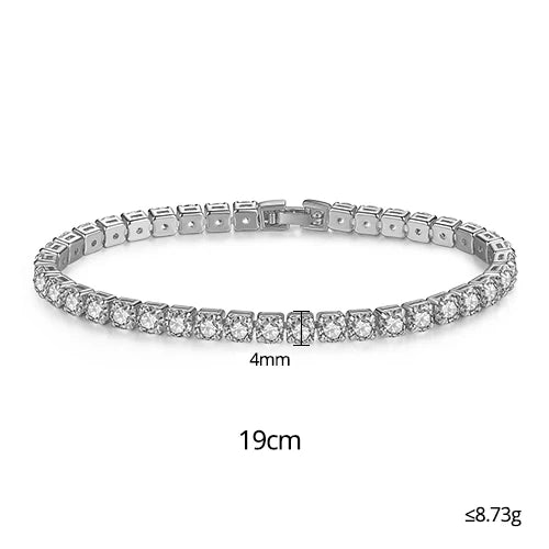 3mm 4mm 5mm Charm CZ Tennis Bracelet Bangles for Women Gold Color Zircon Iced Out Stone Chain Accessories