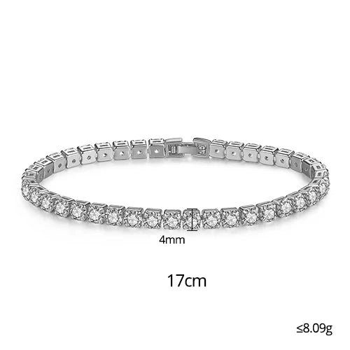 3mm 4mm 5mm Charm CZ Tennis Bracelet Bangles for Women Gold Color Zircon Iced Out Stone Chain Accessories