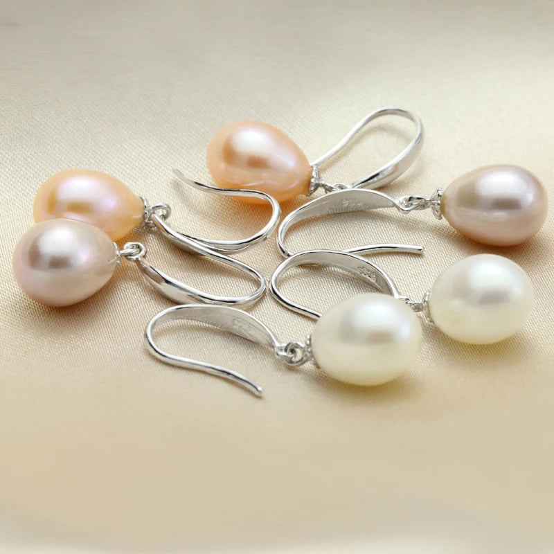 Real Freshwater Gray Pearl Earrings 925 Silver Black Natural Pearl Earring