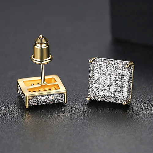 Elegant Small Hip Hop Round Stud Earrings Korean Style AAA Black/White Cubic Zircon Fashion Jewelry for Men/women