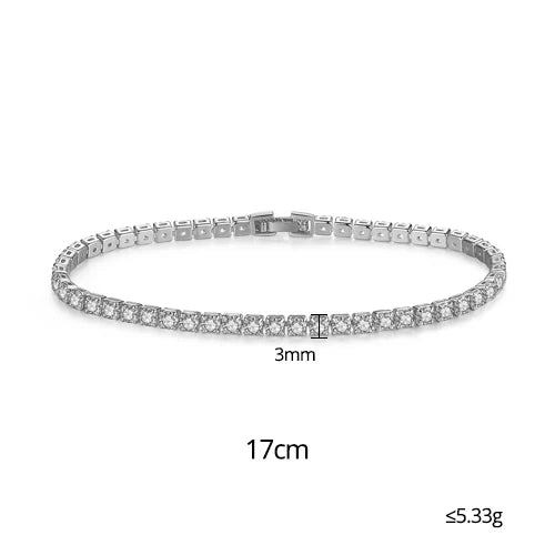 3mm 4mm 5mm Charm CZ Tennis Bracelet Bangles for Women Gold Color Zircon Iced Out Stone Chain Accessories