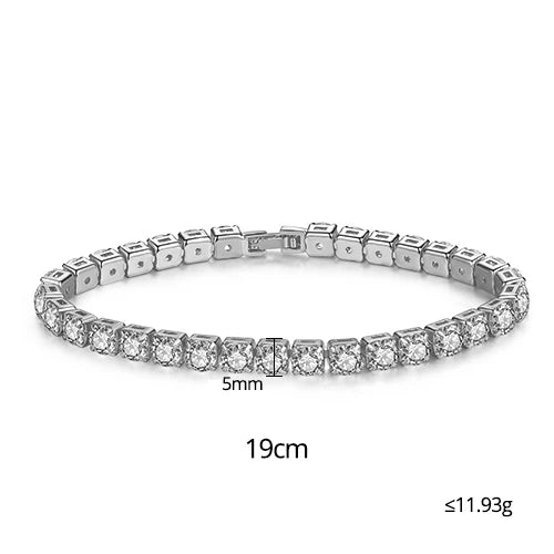 3mm 4mm 5mm Charm CZ Tennis Bracelet Bangles for Women Gold Color Zircon Iced Out Stone Chain Accessories
