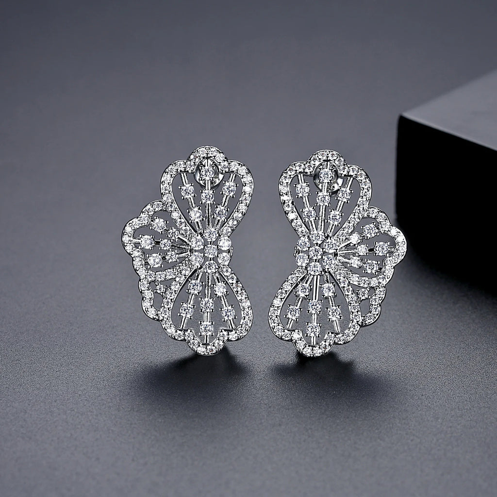 Luxury Big Clear Flower CZ Earring Cubic Zirconia Gorgeous New Trend Unique Drop Earrings for Woman Wedding Party Gift