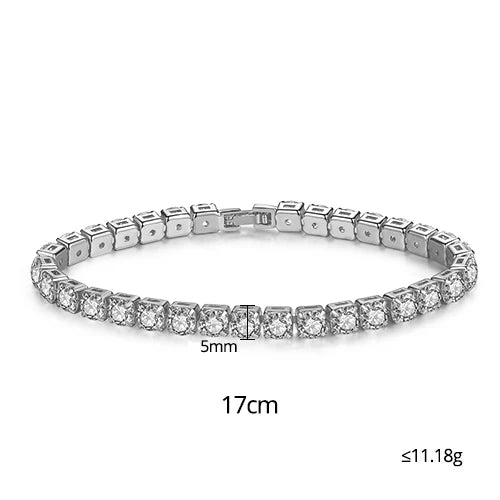 3mm 4mm 5mm Charm CZ Tennis Bracelet Bangles for Women Gold Color Zircon Iced Out Stone Chain Accessories