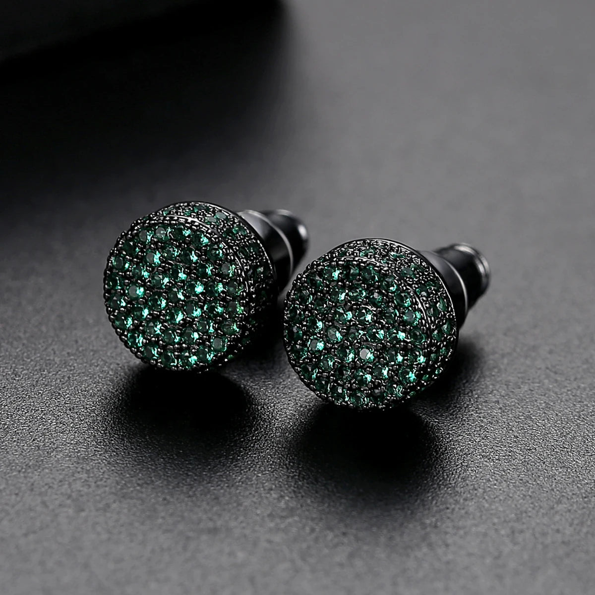 Elegant Small Hip Hop Round Stud Earrings Korean Style AAA Black/White Cubic Zircon Fashion Jewelry for Men/women