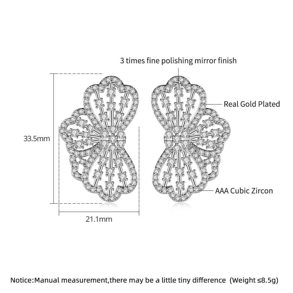 Luxury Big Clear Flower CZ Earring Cubic Zirconia Gorgeous New Trend Unique Drop Earrings for Woman Wedding Party Gift