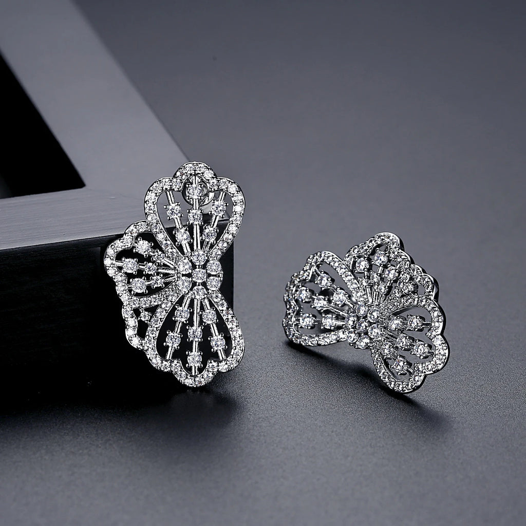 Luxury Big Clear Flower CZ Earring Cubic Zirconia Gorgeous New Trend Unique Drop Earrings for Woman Wedding Party Gift