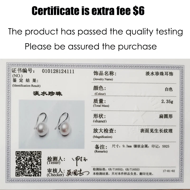 Natural pearl earrings freshwater cultured pearl earring jewelry 925 sterling silver earrings