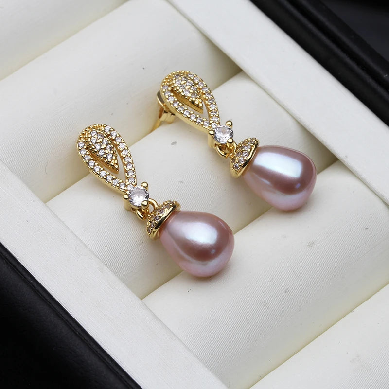 Dangling Natural Pearl Stud Earrings Boho Cultured Fresh water Pearl Earring
