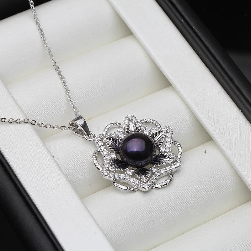 Natural Pendant with Pearl Fresh water Flat Pearl Pendant Silver