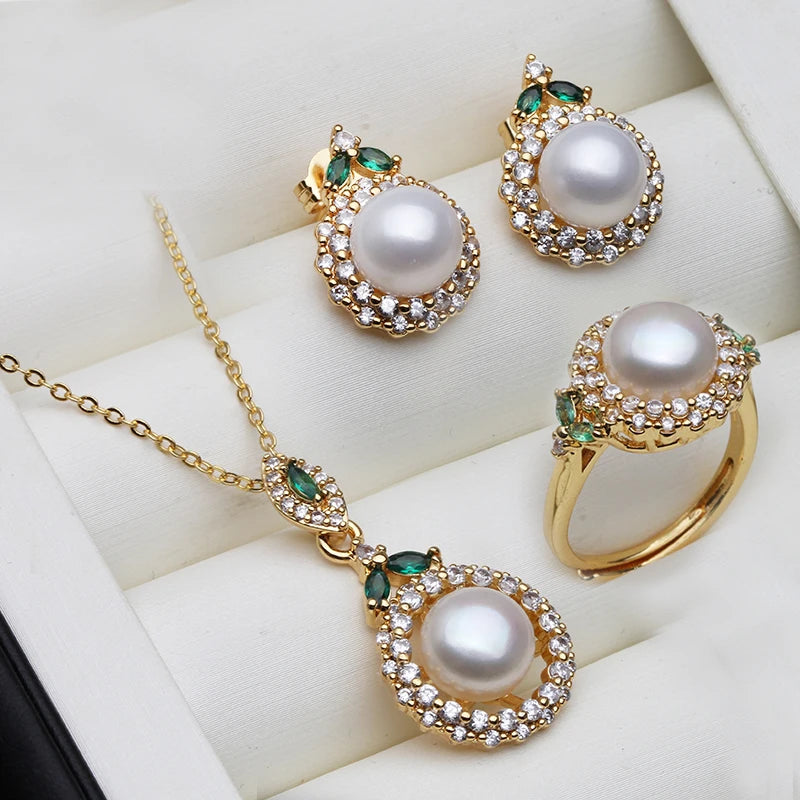 Set With Pearl Earrings And Necklace,Natural Freshwater Pearls Jewellery Set Luxury