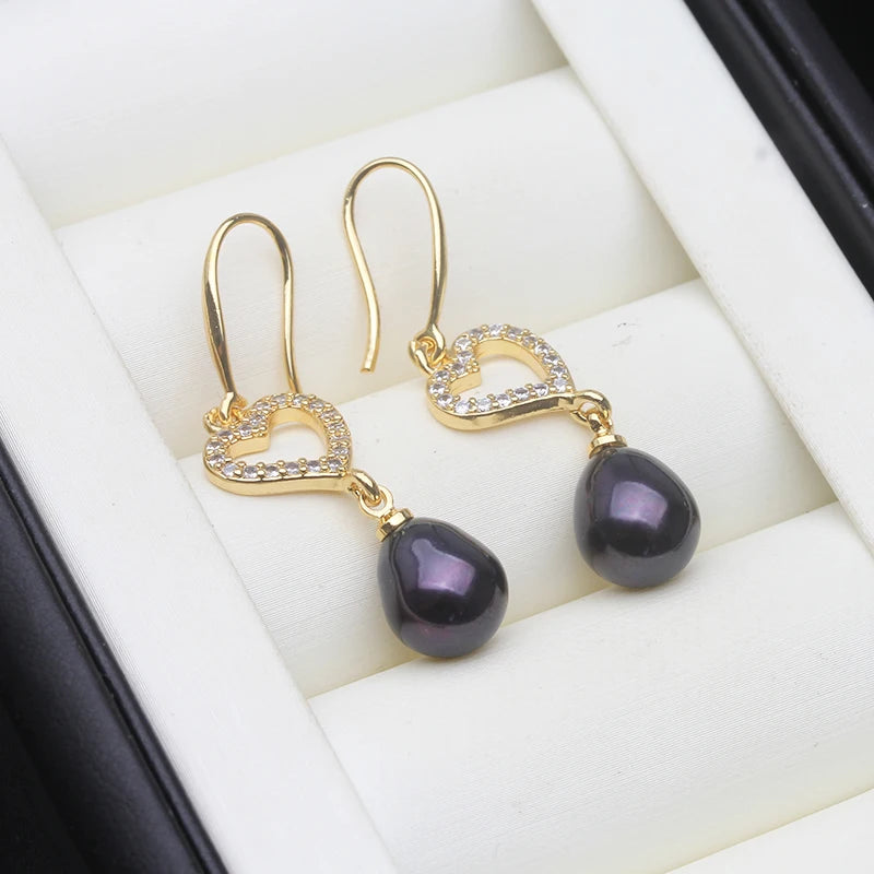 Real Freshwater Pearl Dangle Earrings For Women,Vintage Gold Plated Pearl Stud Earring