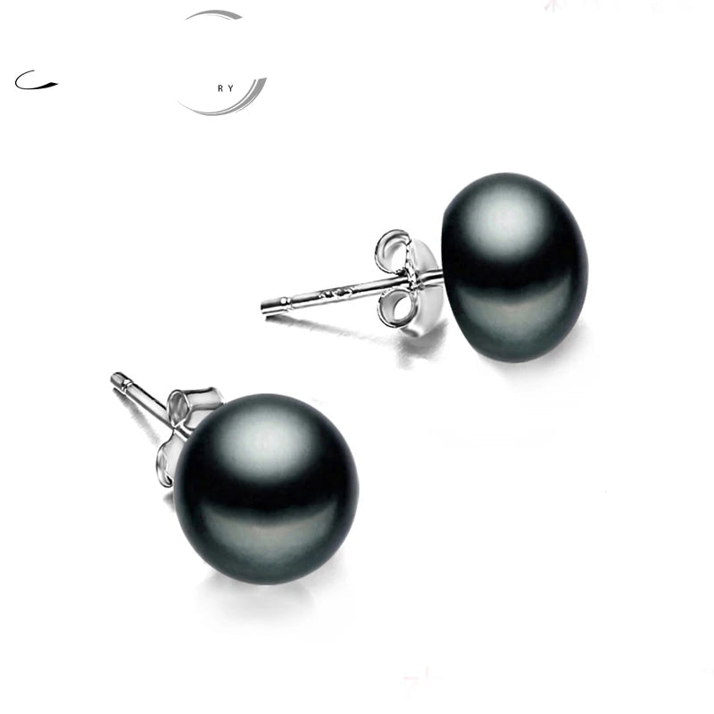 Real 925 Sterling Silver Pearl Stud Earrings  Freshwater Flat Pearl Earrings Leverback