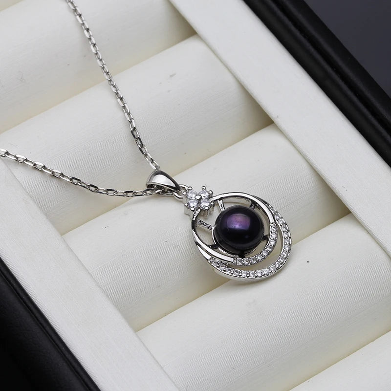 Real 925 Silverpearl Pendant On The Neck Women,Cultured Natural Fresh Water Pearl Pendant