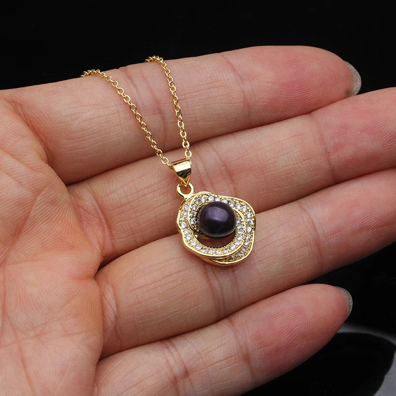 Flat Pearl Pendant On The Neck Woman,Real Natural Freshwater Pearl Jewelry Pendant