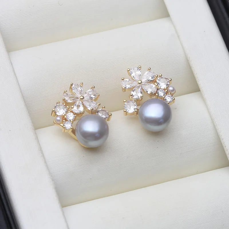 Real Freshwater Earrings with natural pearls,White Natural Pearl Earrings Jewelry
