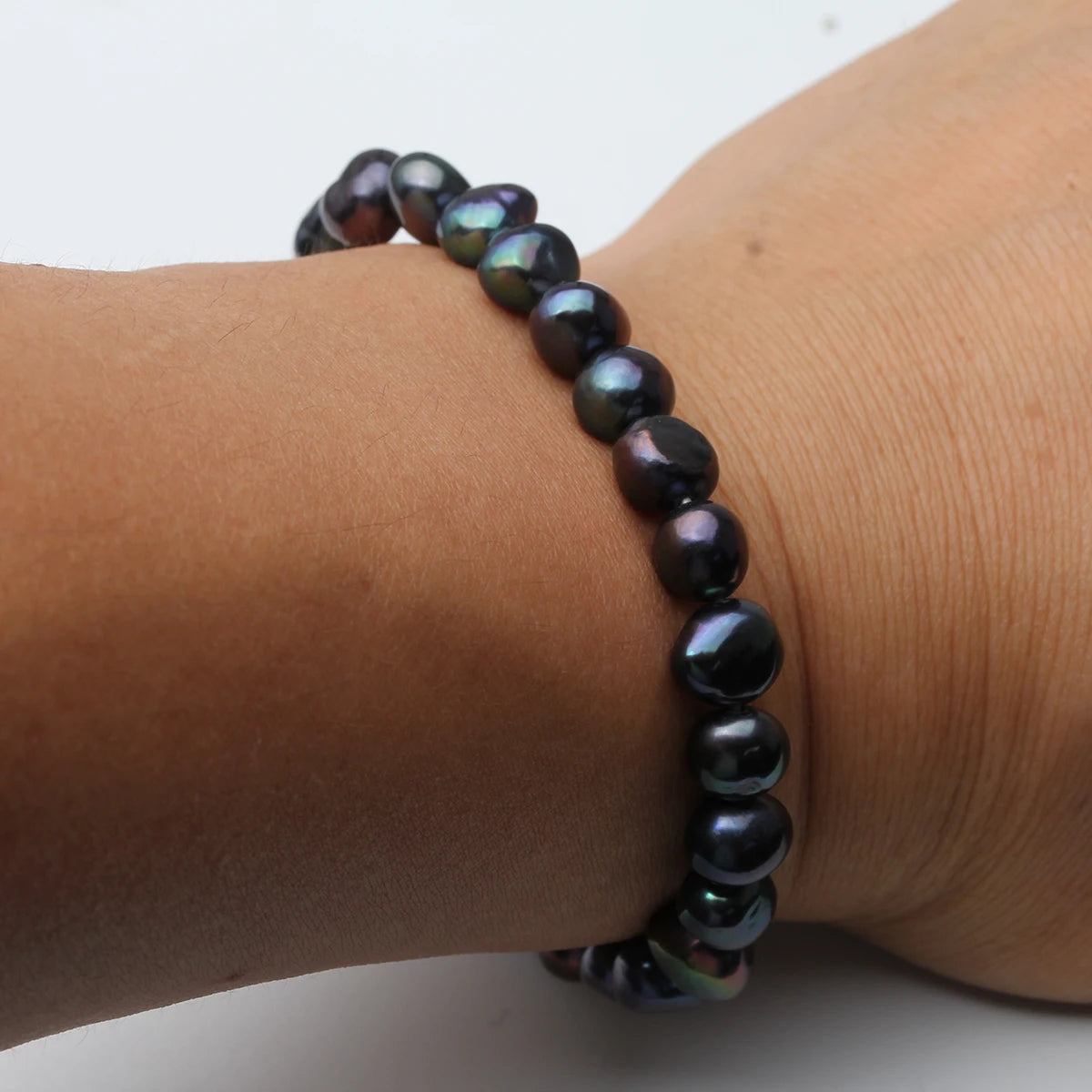 Real Freshwater Baroque Wide Pearl Elastic Bracelet,Large Pearl Jewelry Bracelet Adjustable