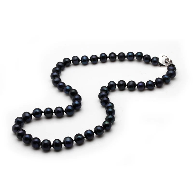 Natural Black Fresh Water Pearl Necklace For Women,Wedding Fine Beads Pearl Necklace