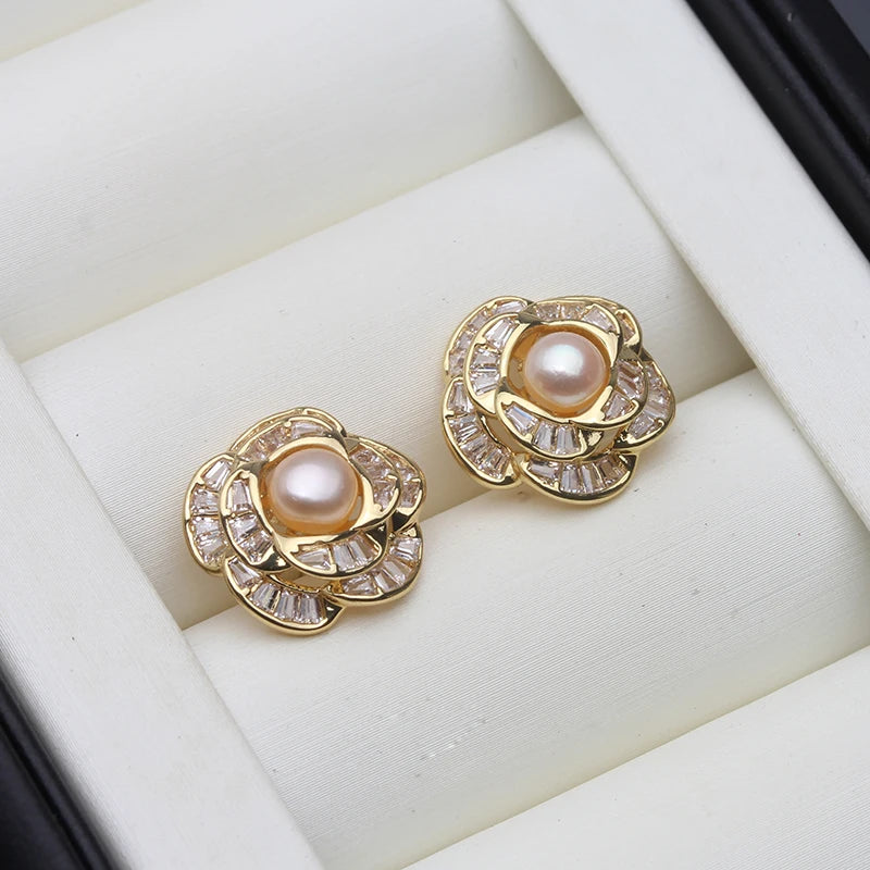 Genuine Freshwater Pearl Earrings,Small Natural Stud Earrings Pearl