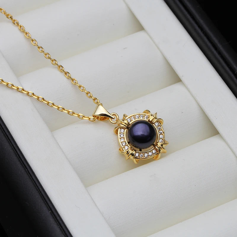 Freshwater Pearl Pendant Gold Plated For Women,Wedding White Pearl Necklace