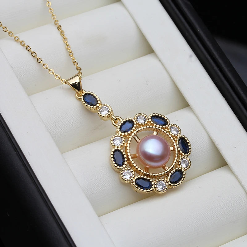 Big Gold Plated Pearl Pendant For Women,Cultured Natural Fresh Water Pearl Necklace
