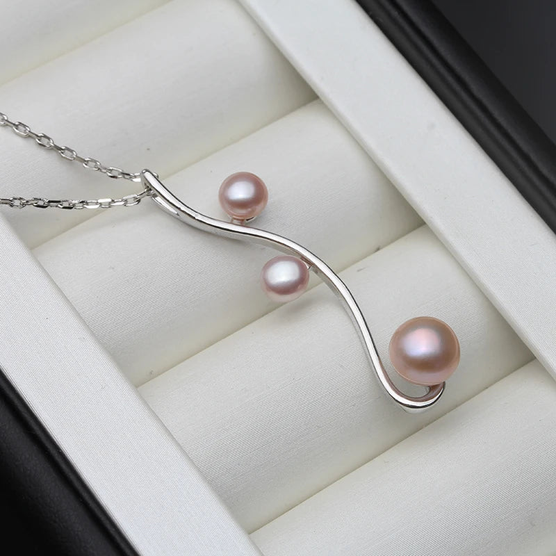 Multi Color Natural Freshwater 925 Silver Pearl Pendant F,Real Pearl Pendant Necklace