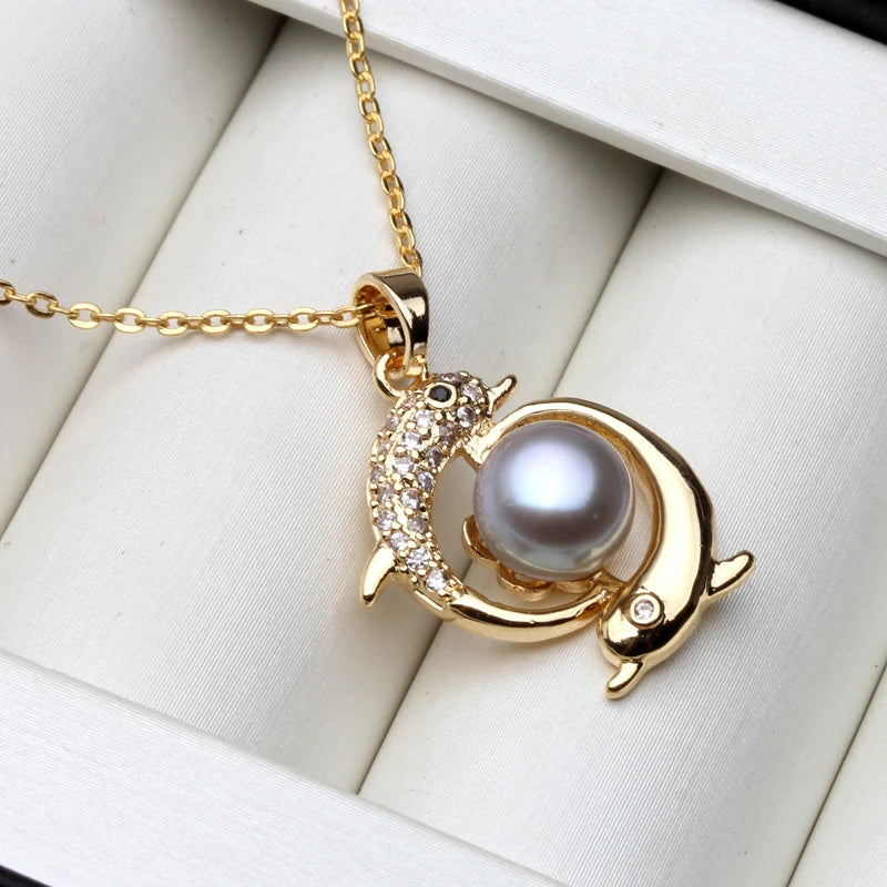 Real Natural Freshwater Pearl Pendant On The Neck,Gold Plated Cultured Gold Plated Pearl Pendant