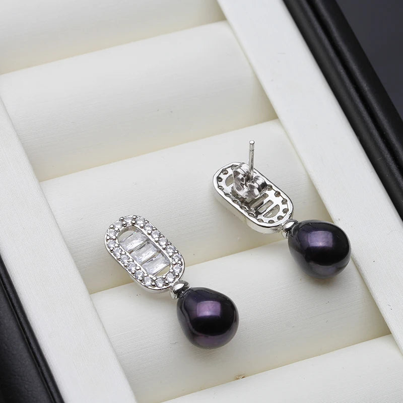 925 Sterling Silver Stud Earrings Pearl For Women,Beautiful Freshwater Natural Pearl Earring