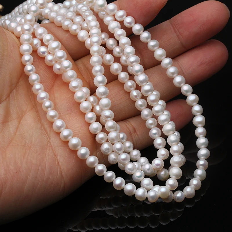 Real White Natural Freshwater Pearl Necklace Long Woman,Small Pearl Sweater Necklace