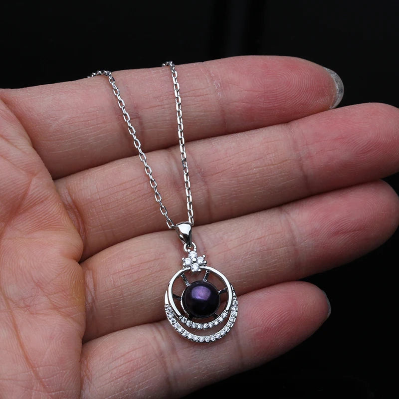 Real 925 Silverpearl Pendant On The Neck Women,Cultured Natural Fresh Water Pearl Pendant