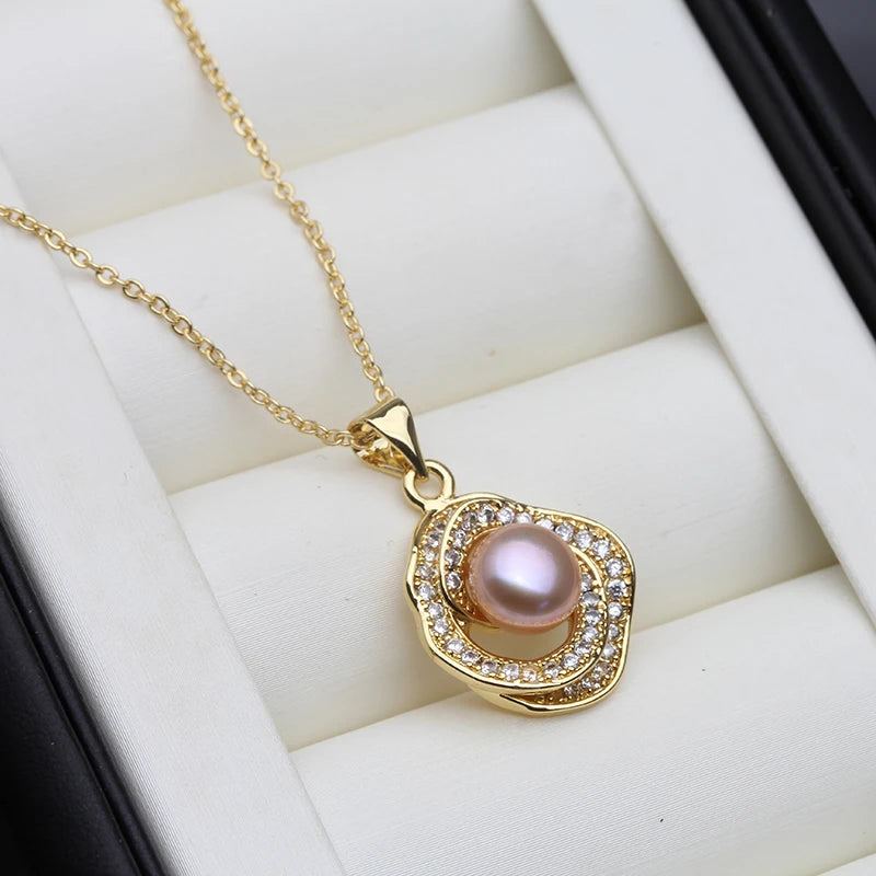 Flat Pearl Pendant On The Neck Woman,Real Natural Freshwater Pearl Jewelry Pendant