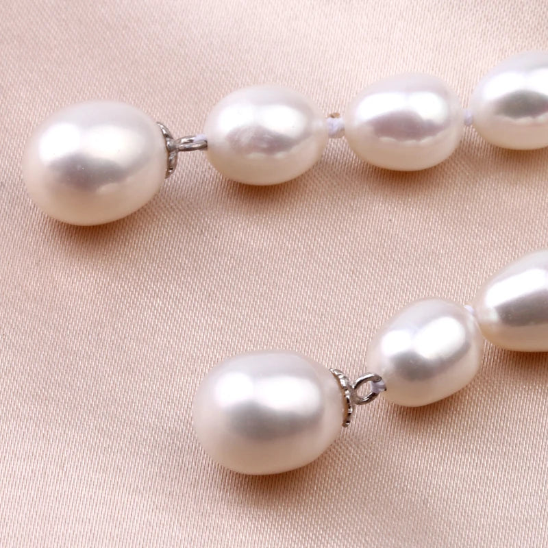 Beautiful Freshwater Long Pearl Necklace for Women,Water Drop Natural Pearl Necklace 925 Silver