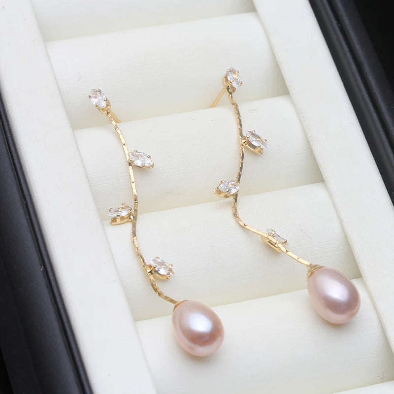 Cultured River Freshwater Pearl Earrings ,True Dangle Pearl Earring