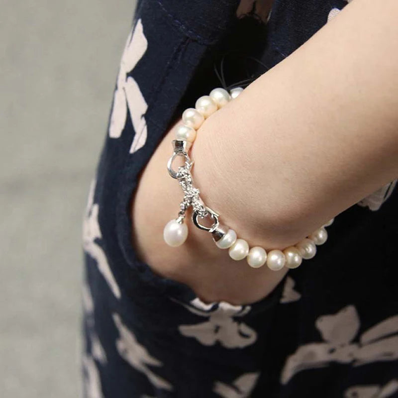 Freshwater Pearl Bracelet for Women,Real Natural Pearl Bracelets 925 Silver  Top Quality