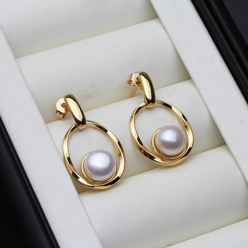 Natural Freshwater Pearl Earrings  Gold Palted Studl Earrings Pearl