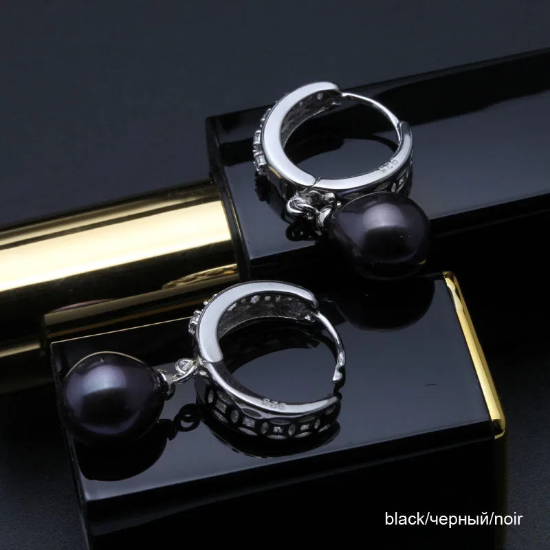 Fine Pearl Earrings 925 Sterling Silver Natural Freshwater Pearl Pearl Hoop Earrings