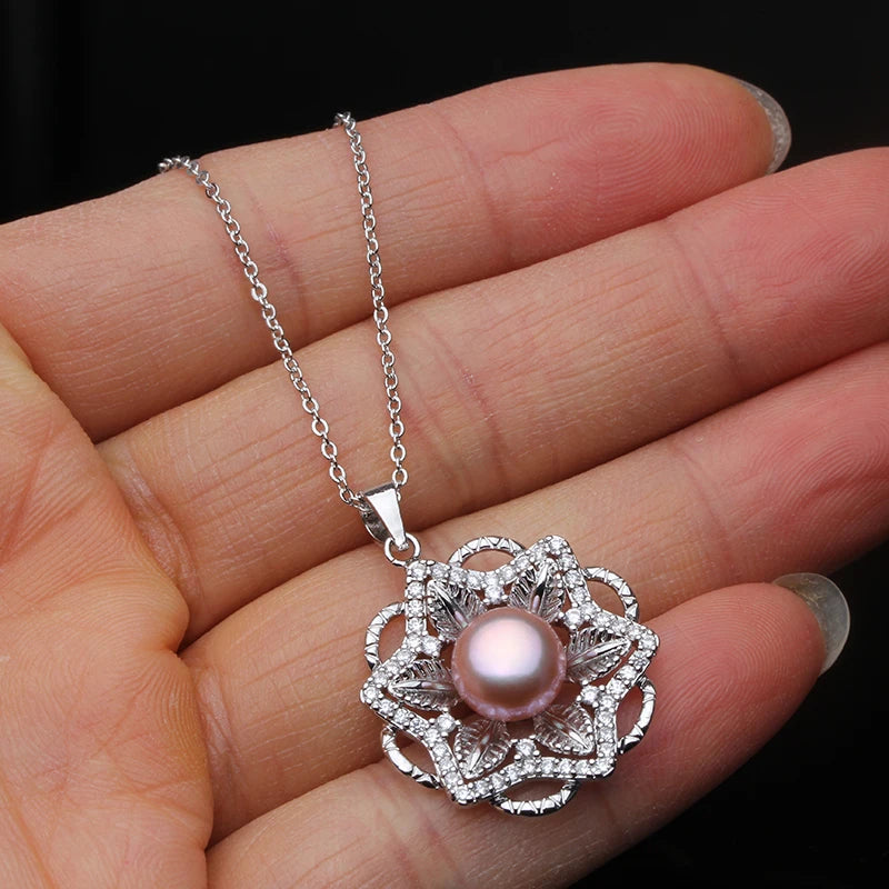 Natural Pendant with Pearl Fresh water Flat Pearl Pendant Silver