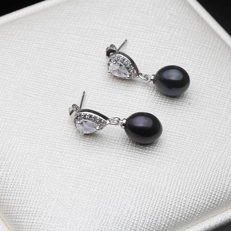 Natural Pearl Earrings 925 Silver,Freshwater Pearl Earrings