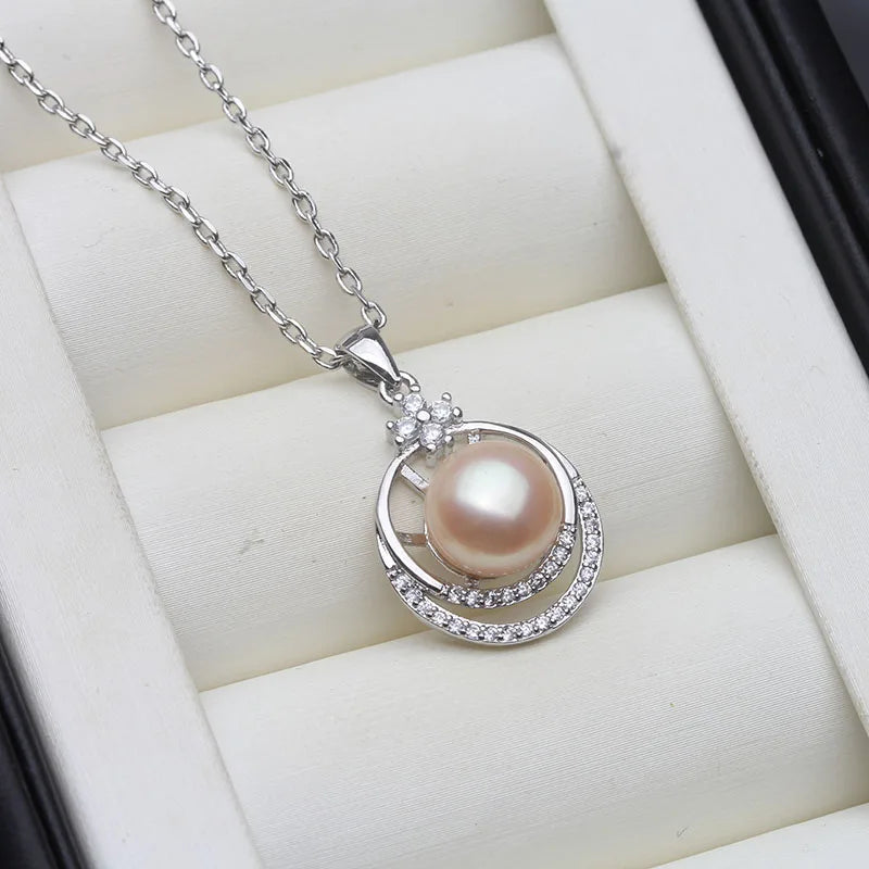 Real Natural Pearl Necklace Pendant Jewelry,Freshwater 925 Pearl Pendant Silver