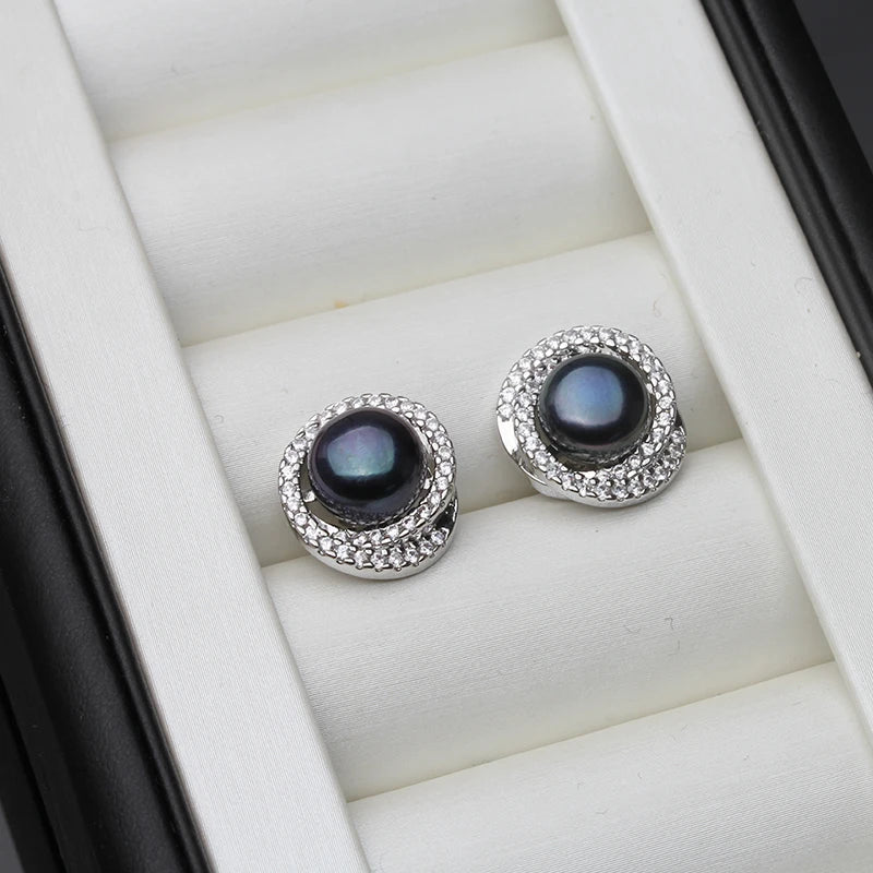 925 Sterling Silver Natural Freshwater Drop Pearl Earrings Jewelry