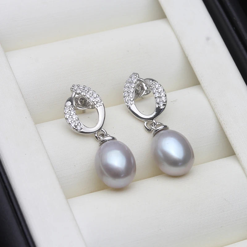 Natural Freshwater Stud Earrings With Pearls,Vintage Silver 925 Pearl Earrings